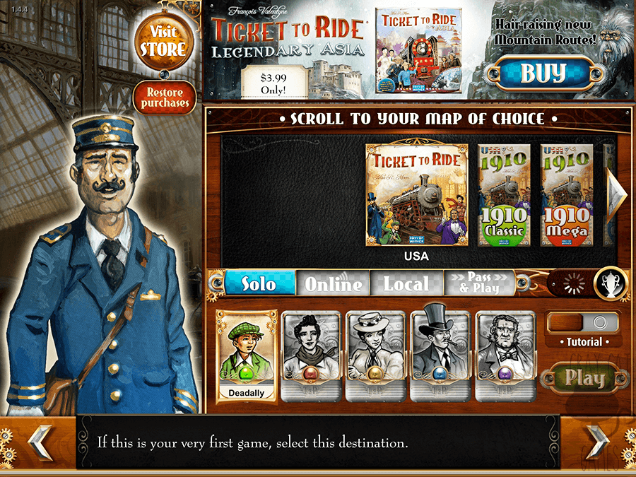 Ticket to Ride is a really well-known introductory board game made by Days of Wonder. The mobile version is a great translation of a really fun board game, assuming you have someone to play with! || via graycatgames.com #boardgames #games #gaming #daysofwonder #tickettoride #mobile #ipad #ios