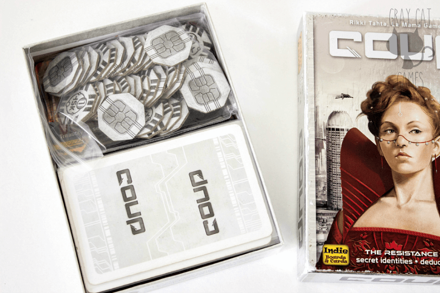 Coup is a fantastic bluffing-style card game for 2-6 players. It combines a little bit of deduction, back stabbing, and quick game play to make for a great gaming experience. You’ll want to protect your components because you’ll be playing it a lot! || via graycatgames.com